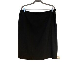 Anne Klein Black A-Line Stretch Skirt Size 16 Knee Length Career Office Church